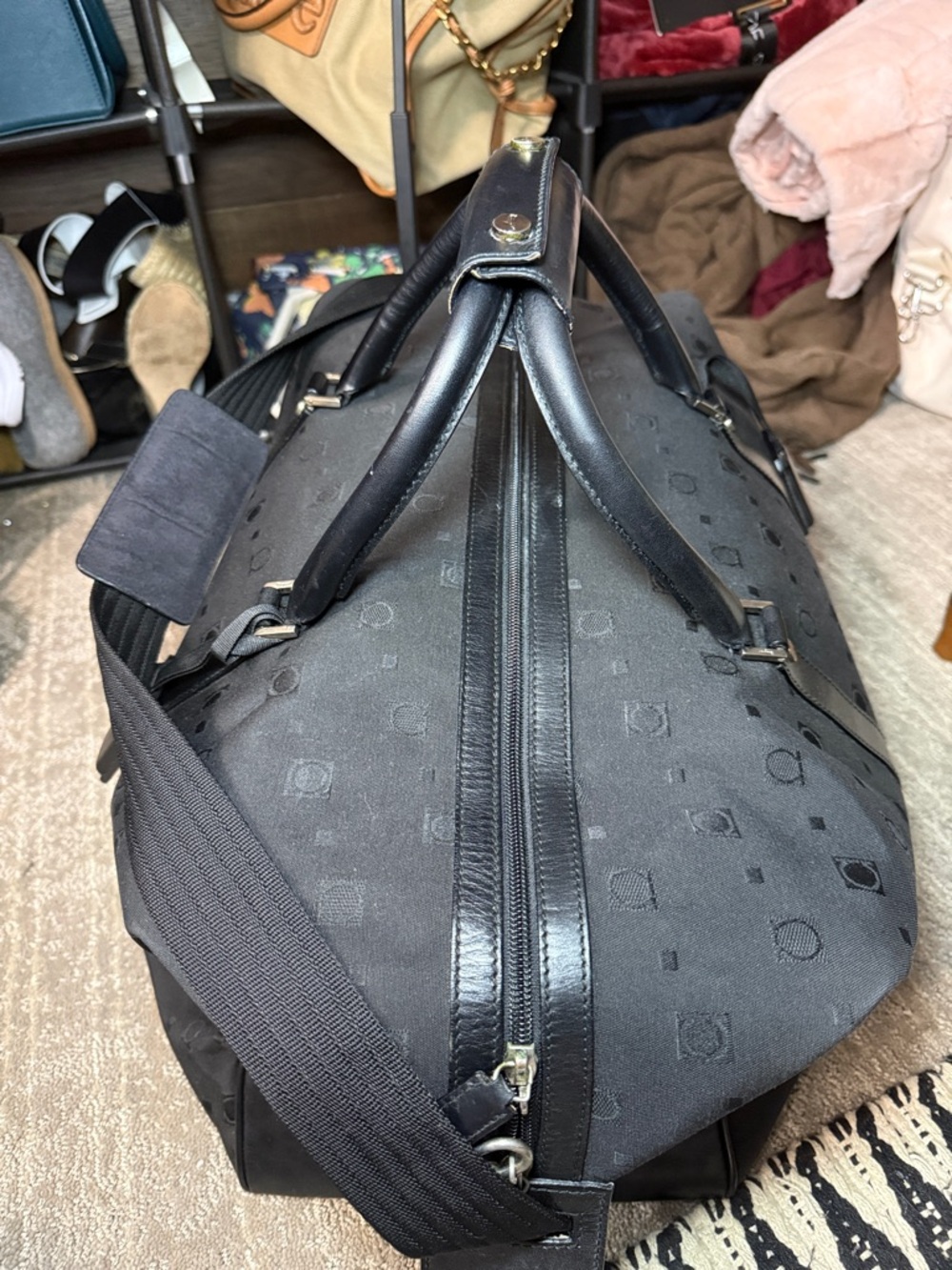 Salvatore Ferragamo Black Canvas & Leather Travel Bag - Picture 12 of 16